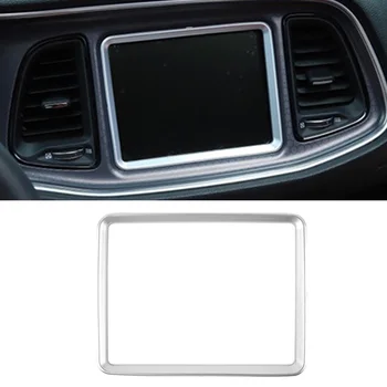 

For Dodge Challenger 2015+ Decor frame Silver Accessories Console GPS Cover