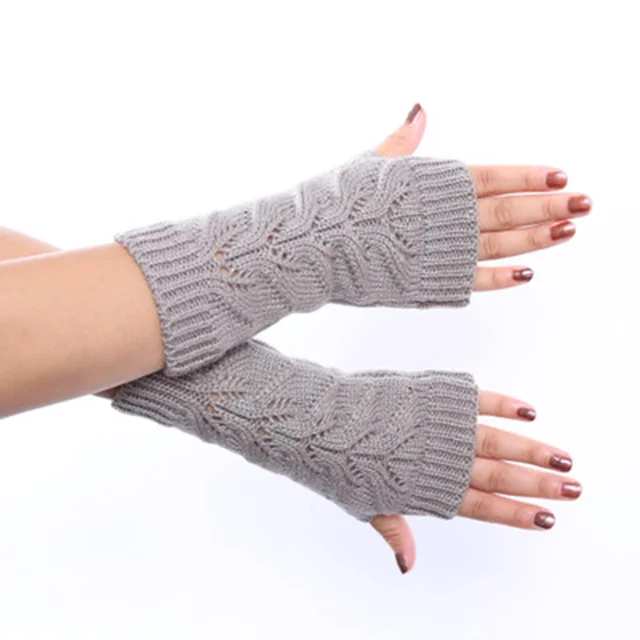 Fashion Women Soft Wool Elastic Knit Twist Hollow Thicken Warm Mittens Unisex Winter Half Finger Touch Screen Driving gloves L11 1
