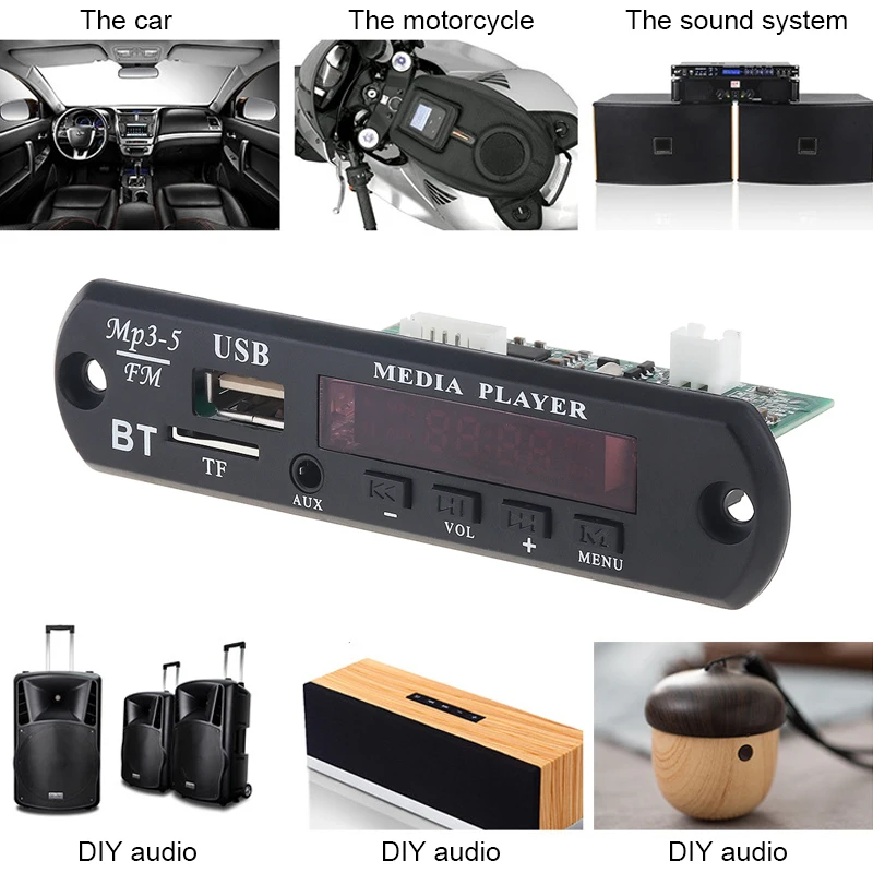 12V 1080P Беспроводной Bluetooth аудио декодер доска Поддержка WAV MP3 декодеры с стерео TF-карты/U диск для Семья автомобиль/домашний DVD