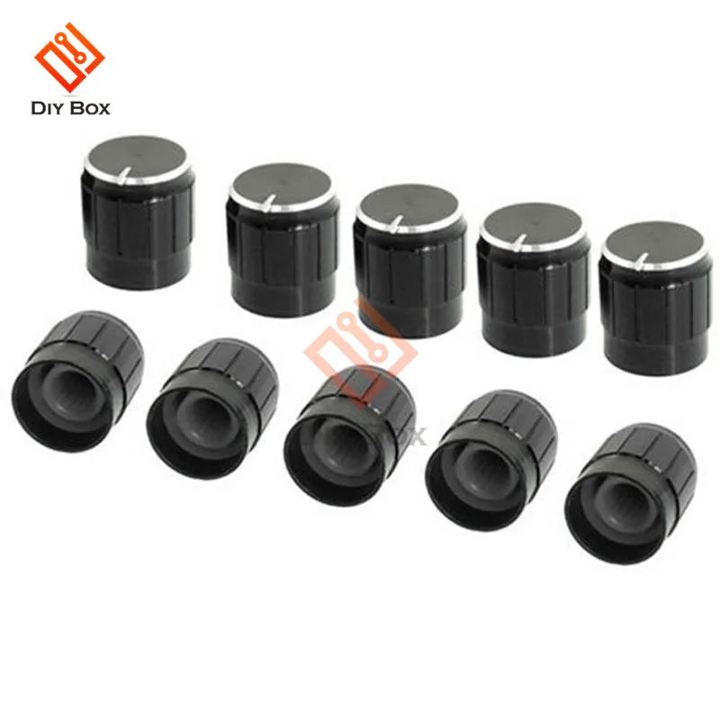 

10pcs/lot Black Aluminum Alloy Potentiometer Knob Rotary Switch Work Fine Potentiometer Cap 15x17mm Volume Control Switch Knob