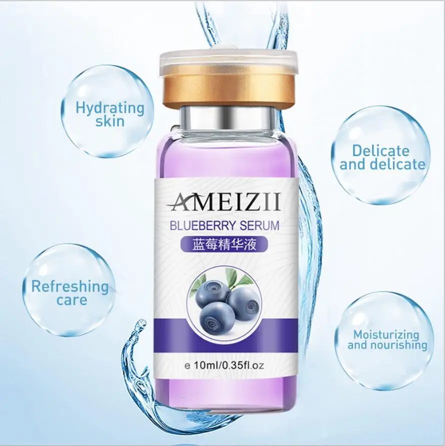 New 10ML Blueberry Essence Lasting Moisturizing Facial Serum Pure Hyaluronic Acid Whitening Repair Firming Skin Serum 4