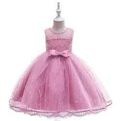 2019 г., Новое Стильное детское торжественное платье кружевное платье-пачка принцессы с бантом Детские праздничные платья для детей