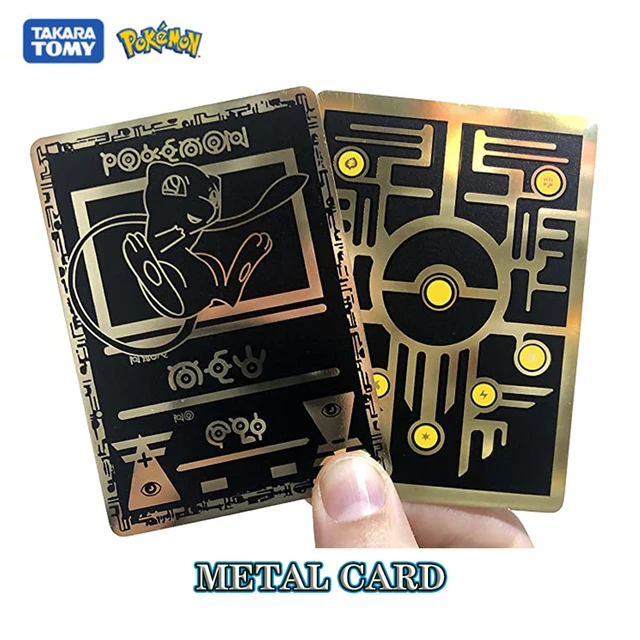 Pokemon black gold Game Cards Pikachu Anime Battle Metal Card Game Collection Cards for Kids Christmas Gift 2