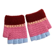 Зимние Детские Перчатки, вязаные теплые Перчатки без пальцев Для малышей, Лоскутные, ручная работа, Детские Рождественские Перчатки Для Девочки#5