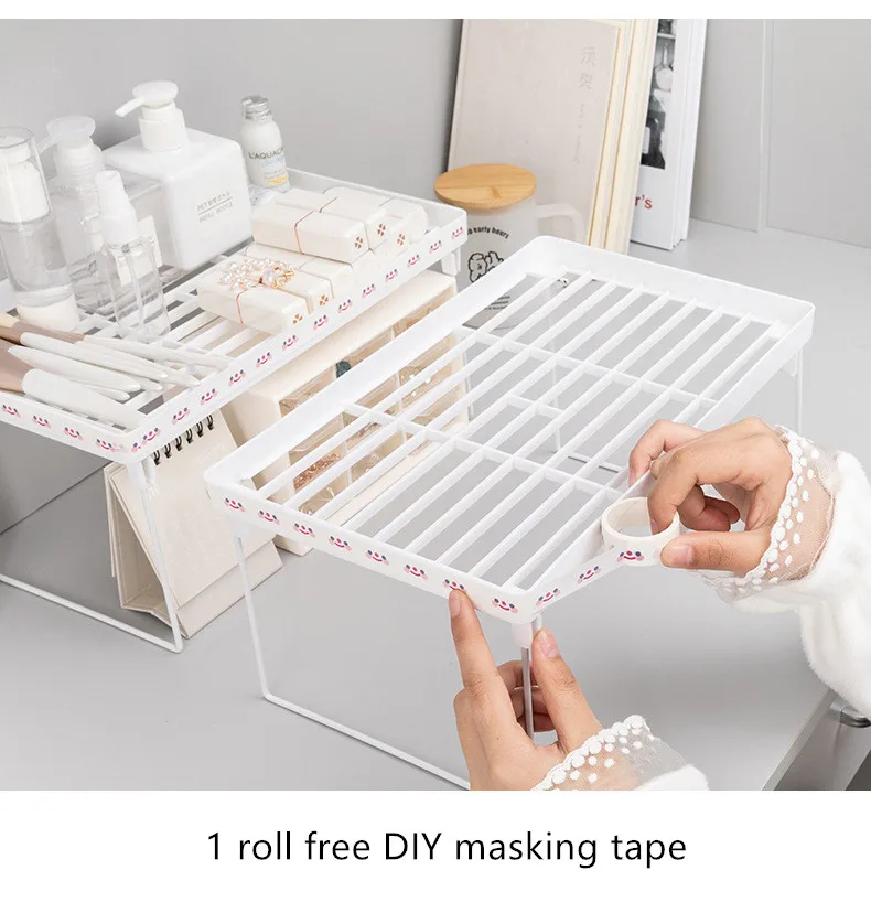 Organizador de Mesa Dobrável e de Metal Rack de Armazenamento com 1 Peça Material Escolar Decorativo 1 Conjunto Diy 12 rack de armazenamento com 1 peça, material