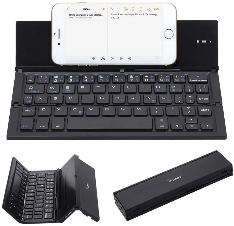 

Foldable Bluetooth Keyboard, Geyes Folding Wireless Keyboard with Portable Pocket Size BT Rechargeable Ultra Slim Keyboard