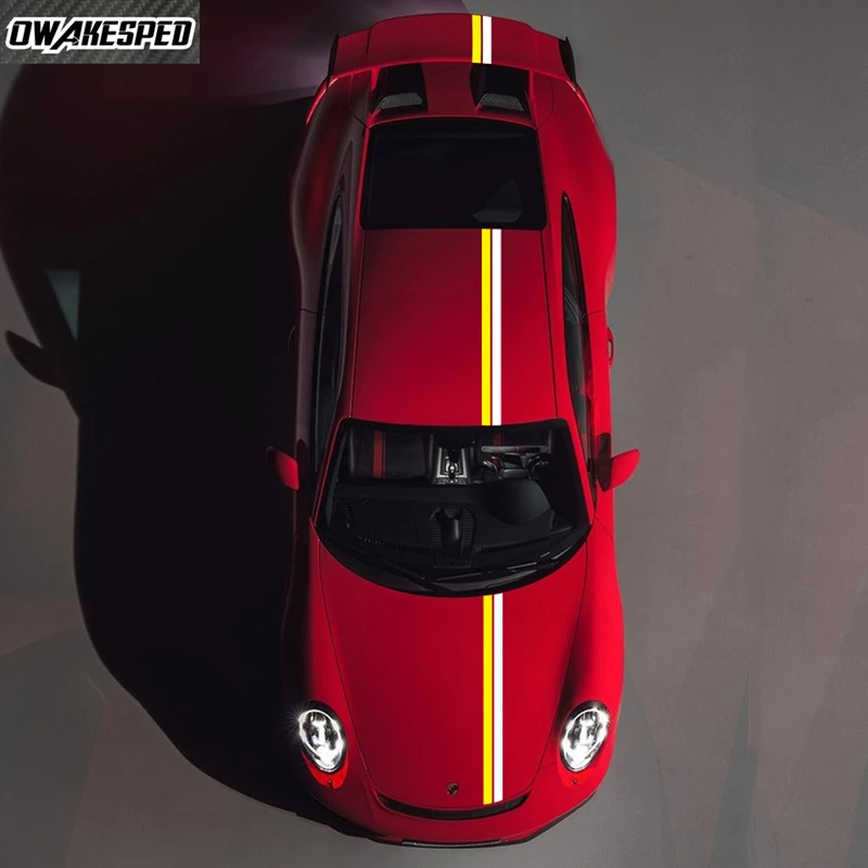 3Pcs Racing Sport Stripes Car Hood Roof Tail Decor Stickers Auto Body Film Decalcomanie In Vinile Per Il Porsche-911-Cayman-718-Carrera-S