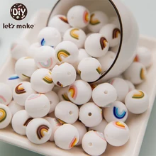 Anneau de dentition en Silicone pour bébé, 10 pièces, perles sans BPA, arc en ciel, Mini nuage, DIY, sucette chaîne, rongeur 