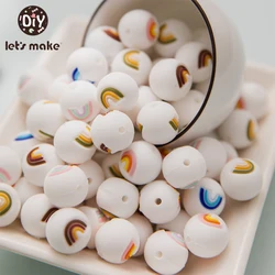 10pcs Rainbow Cloud Silicone Teether Beads BPA Free Baby Teether Rainbow Mini Cloud DIY Pacifier Chain Teething Rodent Baby Prod