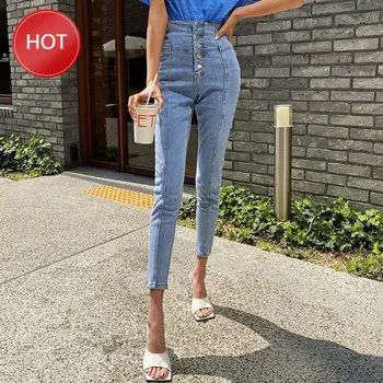 

Streetwear High Waist Women Jeans Pants Female Pencil Jeans Blue 2020 Autumn Women Denim Skinny trousers Womens Clothing