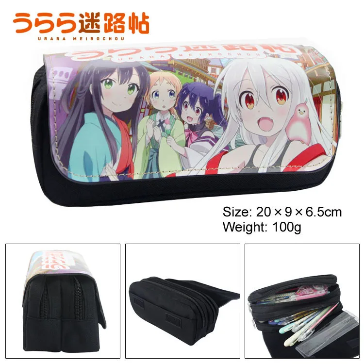 Anime Urara Meirochou Double Layer Large Capacity Pencil Case Oxford Canvas Box School Office Pen Bag | Канцтовары для офиса и