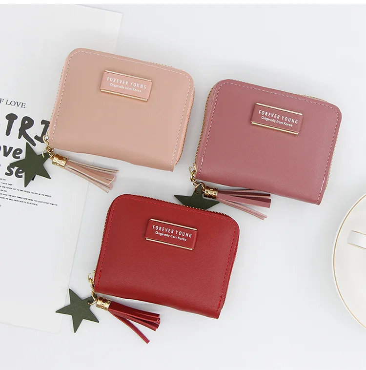 Новая Корейская версия женских бумажников, короткие милые сумки для студентов и молодых людей, нулевые кошельки для маленьких девочек, сумки на молнии