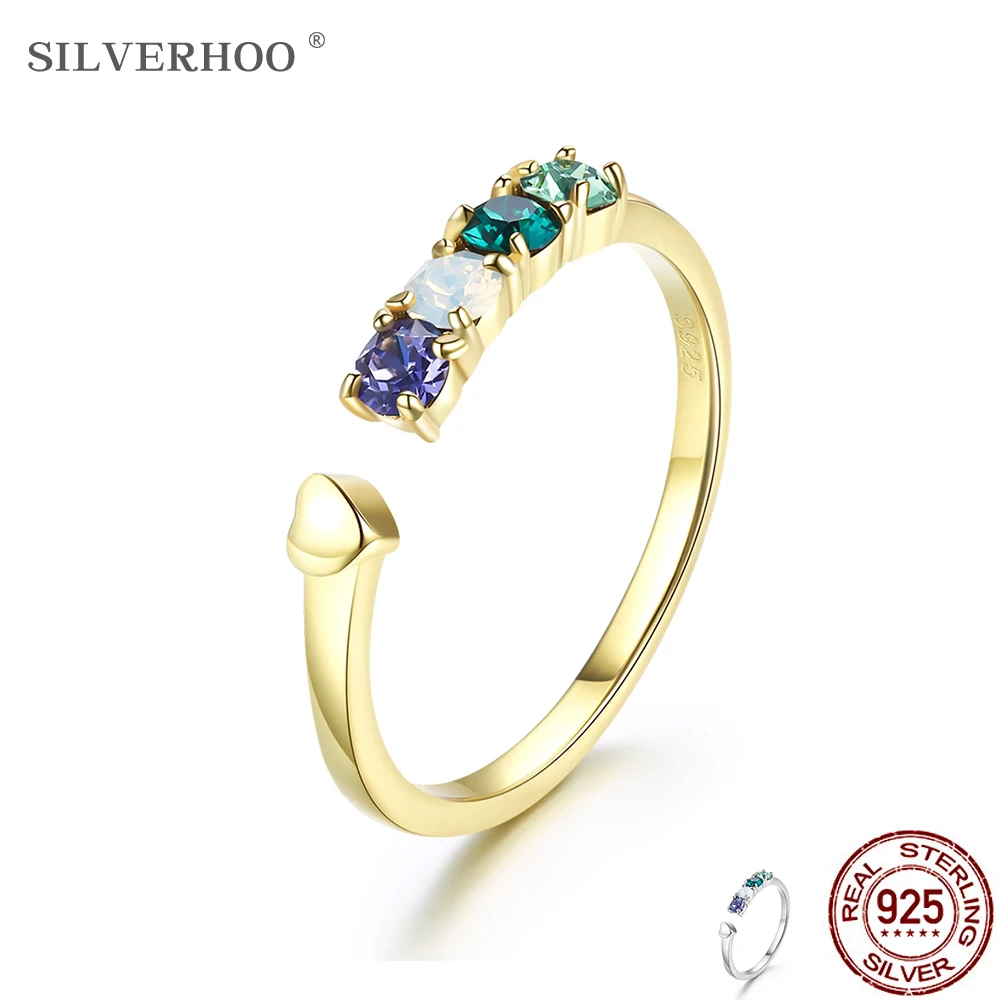 SILVERHOO для женщин кольцо 925 стерлингового серебра кольца простые конструкции и