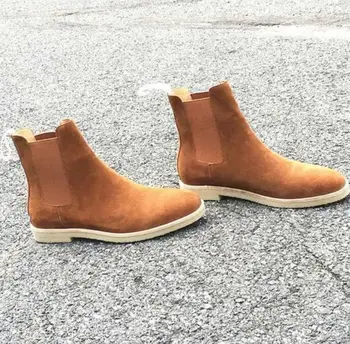 

Men's Suede Pull On Ankle Boots Chelsea Pull On High Top Leather Casual Shoes