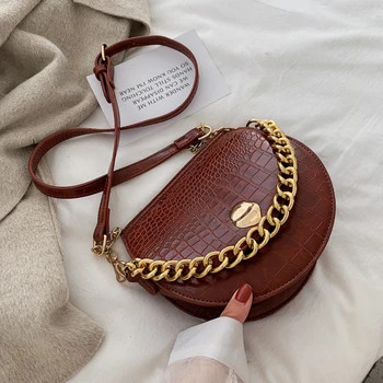 

Crocodile Pattern Women's Hand Bags Delicate Chain Solid Crossbody Bags For Women Casual Pu Leather Purses Ladies Shoulder Bag