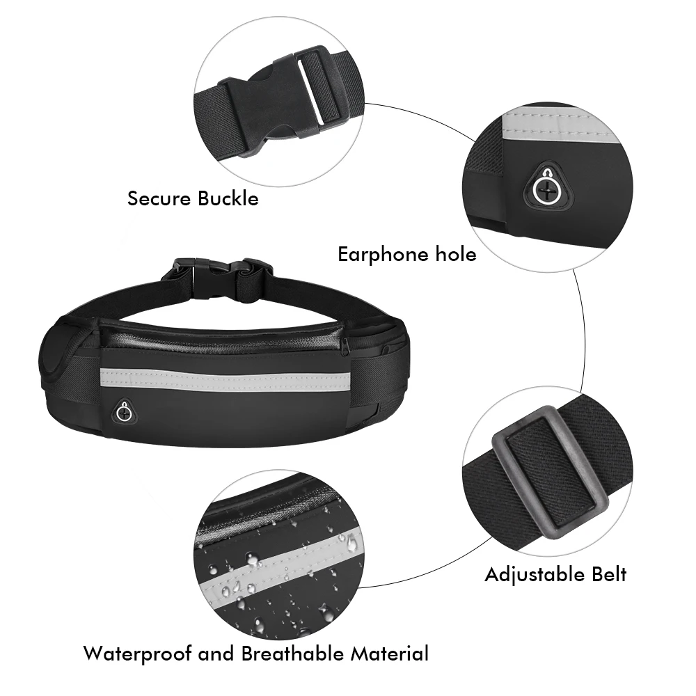 Buylor-Bolsa de cintura esportiva para homens e mulheres, bolsa para cinto, cinto de corrida impermeável, carteira portátil, suporte para telefone, ginásio