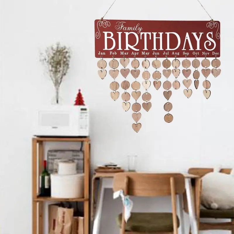 Advent календари деревянная доска напоминаний на день рождения табличка знак семья и друзья DIY висячий календарь метка даты домашний декор
