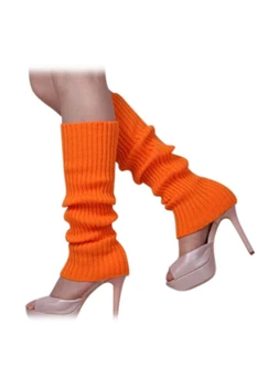 

Women's Solid Color Knitted Foot less Leg Warmers Orange