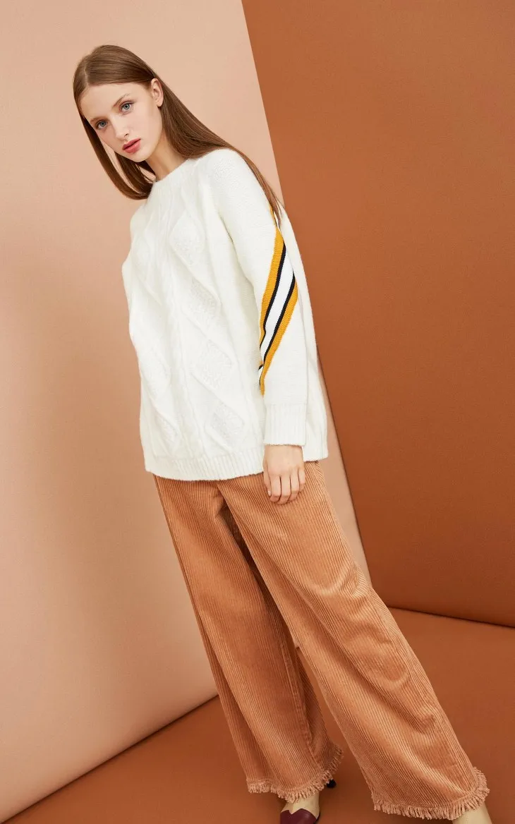 Vero Moda Женский Круглый вырез витой цвет сочетающийся свитер толстый свитер | 318413511