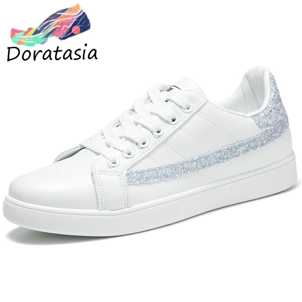 

DORATASIA New Hot Sale Girl Brand lace-up Patchwork Sneakers Concise Sneakers Women 2020 Daily Casual White Walk Shoes Woman