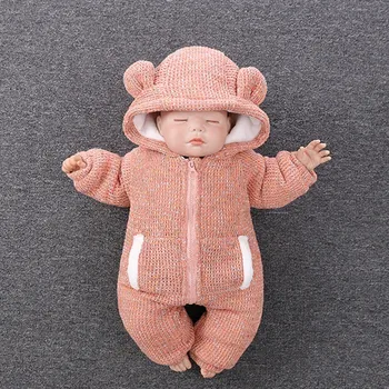 

JAYCOSIN Newborn Toddler Baby Thickening Pure Color Hooded Romper Outfits Clothes Baby Boy Girl Clothes