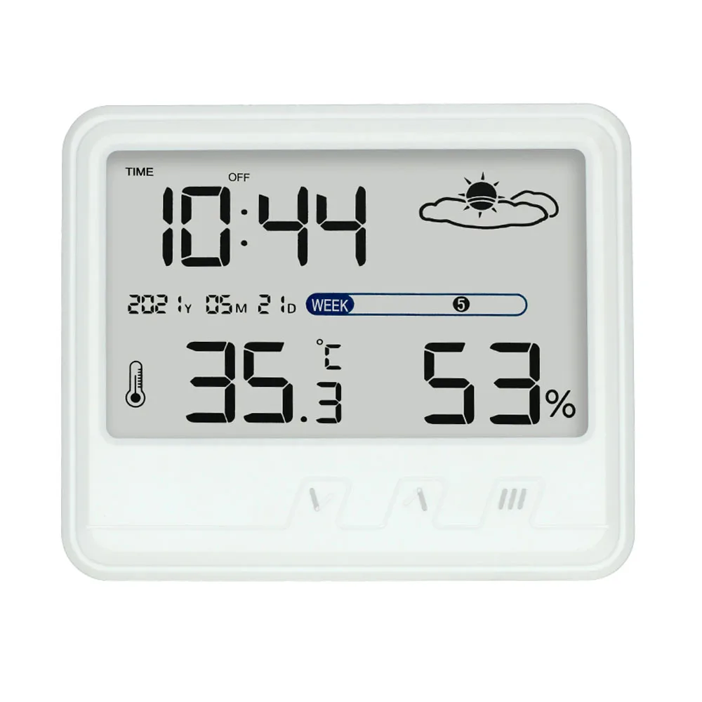 Clock and weather station large digital temperature humidity time display 