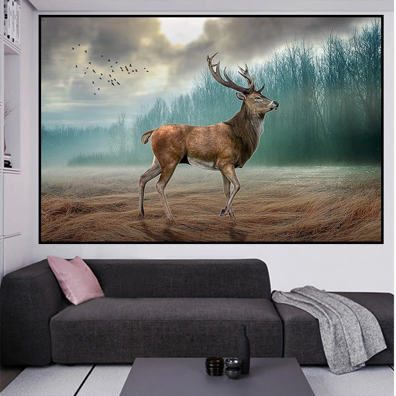 Deer Family Canvas Art Print Painting Poster Wall Picture Home Decor Unframed 