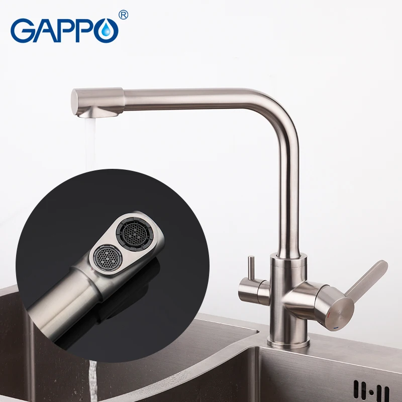  GAPPO silver Kitchen sink Faucet tap Purification Function Cold and Hot Water Mixer Stainless Steel - 32810892578