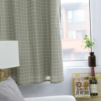

Nordic Style Simple Plaid Window Blackout Curtain Shade Curtains for Living Room Hotel Decorative Window Curtain Drape