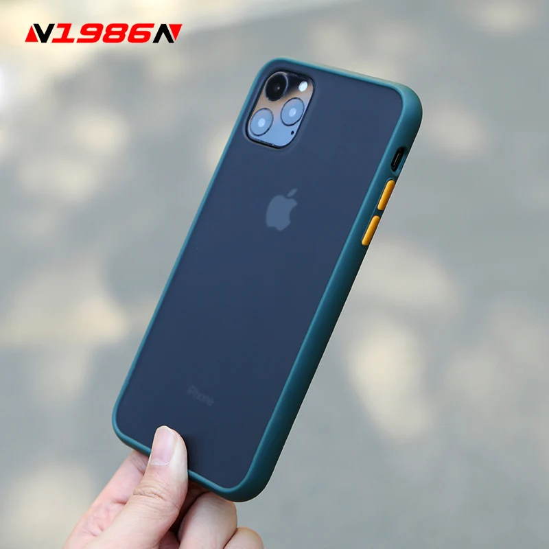 

N1986N Phone Case For iPhone 11 Pro X XR XS Max 7 8 Plus Luxury Contrast Color Midnight Green Matte Hard PC For iPhone 11 Cover