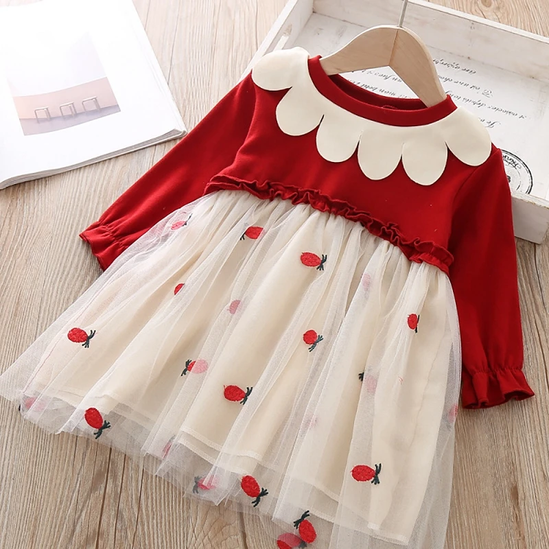 Весенняя одежда для маленьких девочек платье для маленьких девочек модное весеннее платье принцессы с длинными рукавами и вышивкой для маленьких девочек