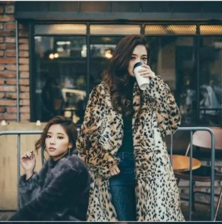 

artificial fur coat Leopard 2019 Winter Coat Women Faux Rex Rabbit Fur Outwear Long With Fur Coat Fluffy Furry Jacket AB302