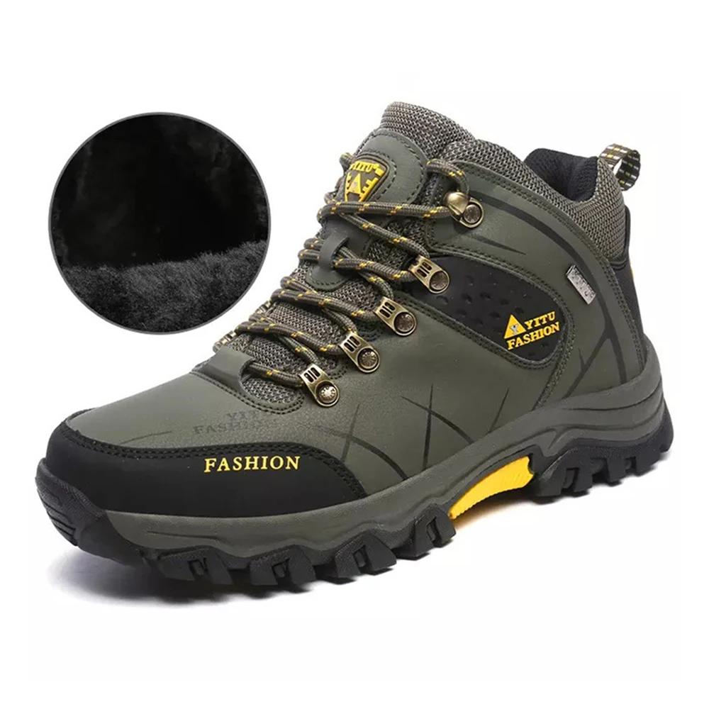 Fur Ankle ArmyGreen Новинка; ботинки в байкерском стиле; водонепроницаемые мужские зимние ботинки; байкерские ботинки; кожаная обувь в байкерском стиле; байкерские ботинки для верховой езды; ботильоны; - Цвет: Fur Ankle ArmyGreen