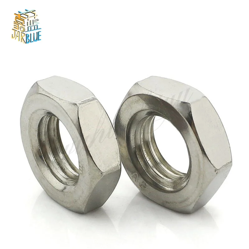 50Pcs DIN439 GB6172 M3 M4 M5 M6 M8 304 Stainless Steel Hexagonal Nut Thin Hex Nuts