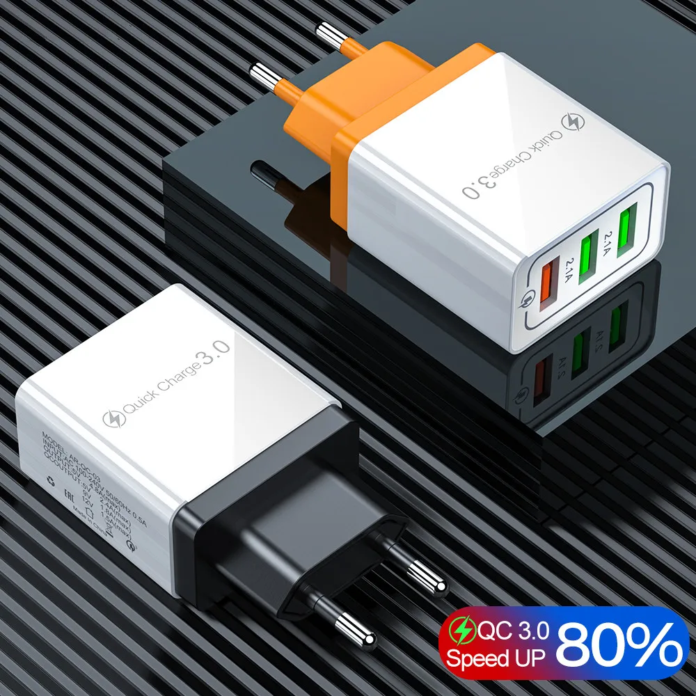 

Quick Fast Charging QC 3.0 4.0 3 USB Wall Charger For Xiaomi Samsung Huawei USB Adapter Mobile Phone Charger&Micro USB Cable
