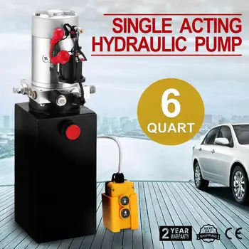 

6 Quart Single Acting Hydraulic Pump Dump Trailer 12V Lift Reservoir