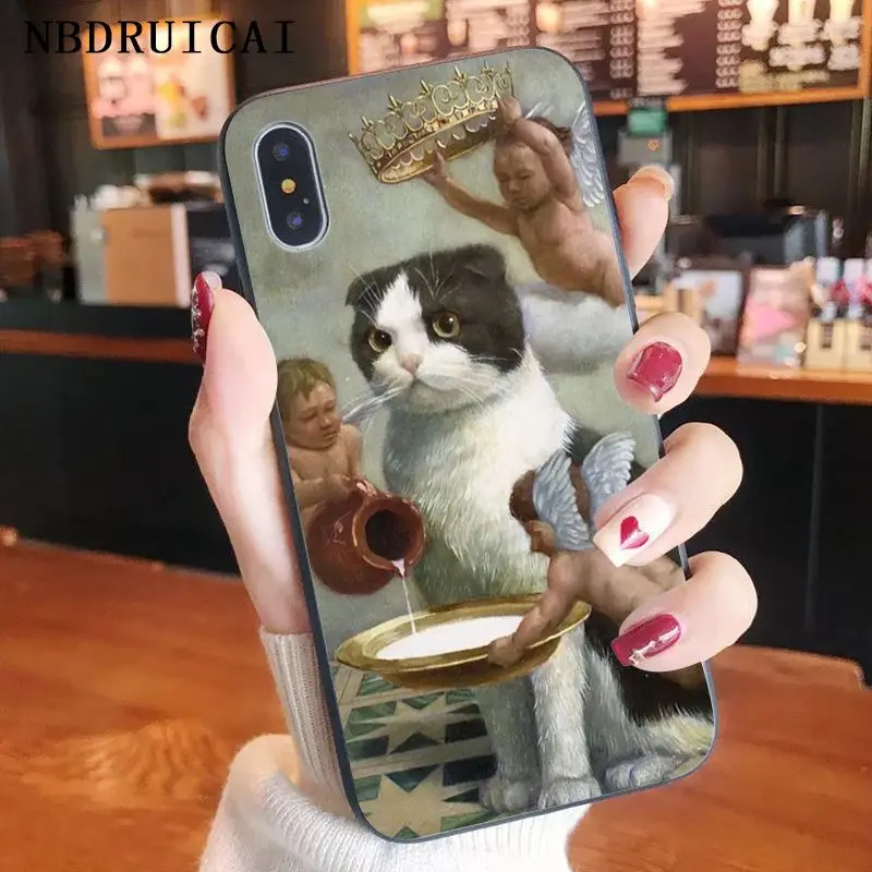 Fun5S Funny Cartoon Phone Case Leonardo da Vinci Mona Lisa Pat Cat
