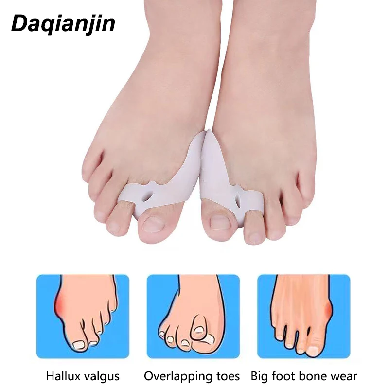 2pcs silicone overlapping toe separator hallux valgus bunion correction foot bone adjustment external orthosis feet care tool 2pcs Silicone Overlapping Toe Separator Hallux Valgus Bunion Correction Foot Bone Adjustment External Orthosis Feet Care Tool