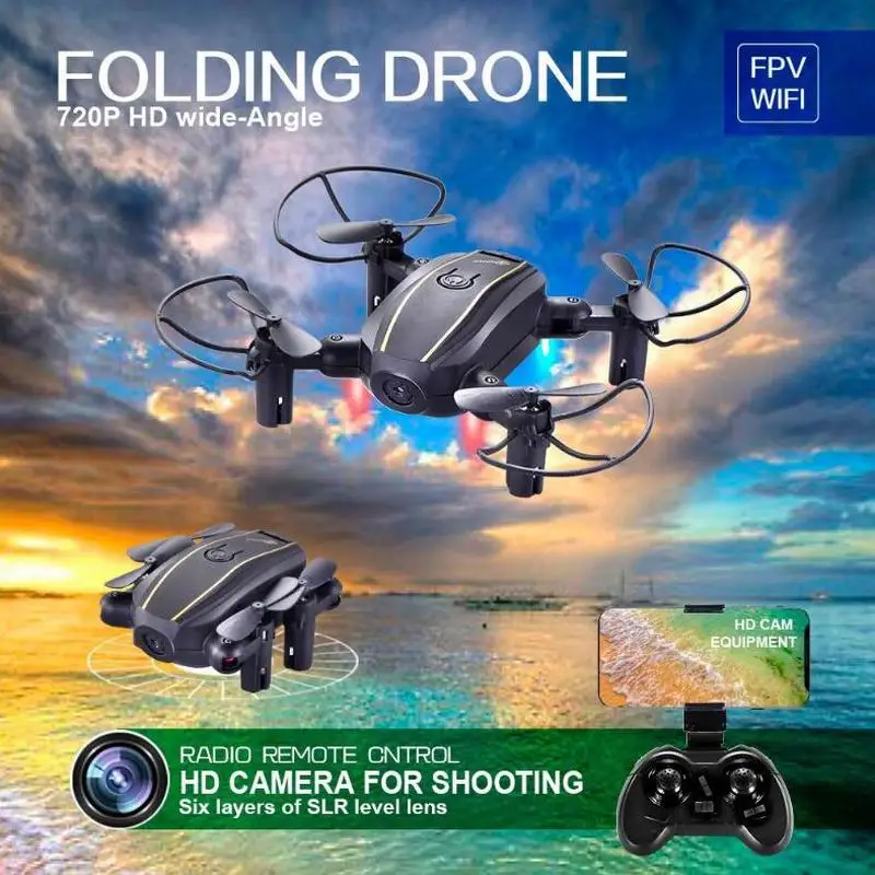 

Foldable Mini Drone With RC Quadrocopter 30W Camera HD FPV system High Hold RC Helicopter With Headless Mode Kid's Toys