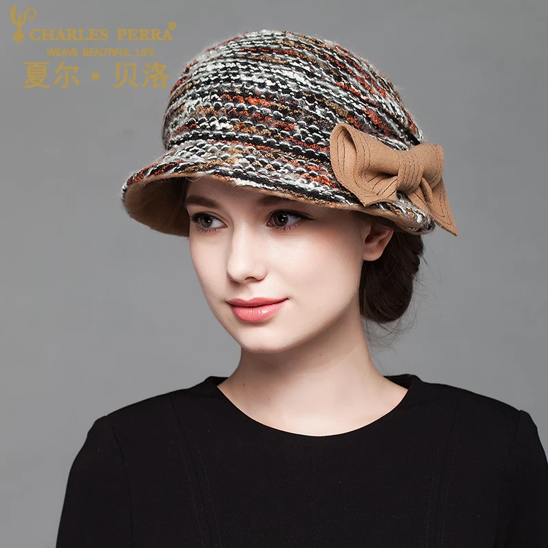 

Women Hat Autumn Winter New Ladies Wool Hats Butterfly Knot Small Top hat Thermal Bucket hats Elegant Fashion Caps Fedoras 8506