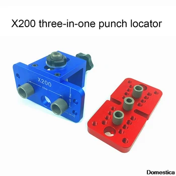 

X200 3 In 1 Puncher Punch Locator Aluminum Alloy Woodworking Tools Round Bar Puncher Woodworking Auxiliary Punching Tools
