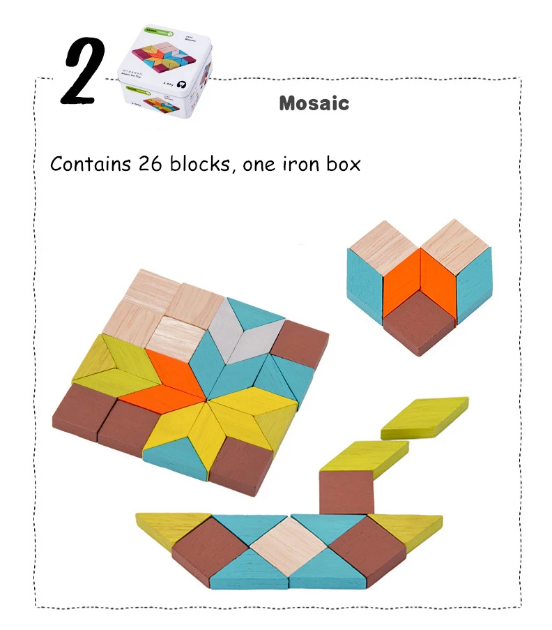 Креативные головоломки деревянные танграммы головоломки игрушки Обучающие головоломки Когнитивное обучение маленьких детей головоломки игрушки карты коробка