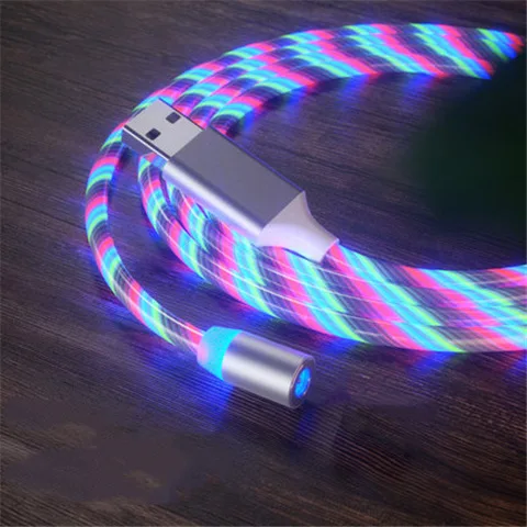 Магнитный Micro USB кабель для передачи данных Магнитный абсорбционный светящийся кабель кабели для зарядки мобильных телефонов для Apple Android type-C