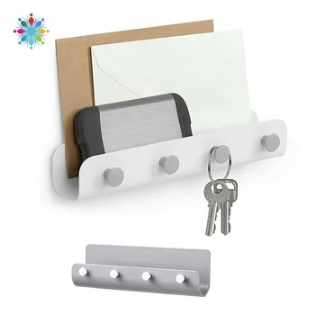 

U-shaped Nail-free Wall-mounted Belt Hook With 4 Hooks Storage Rack Storage Rack Porch Key Bag HookTls