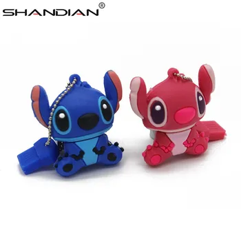 

SHANDIAN 100% Real Capacity Cartoon Lilo & Stitch USB Flash Drives 64g 32GB 16G 8G 4GB Pen Drive memory stick pendrive mini gift