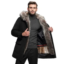 Высококачественное Мужское пальто Parker с воротником из натурального меха енота, меховая подкладка, зимнее пальто с мехом, Мужское пальто 1909