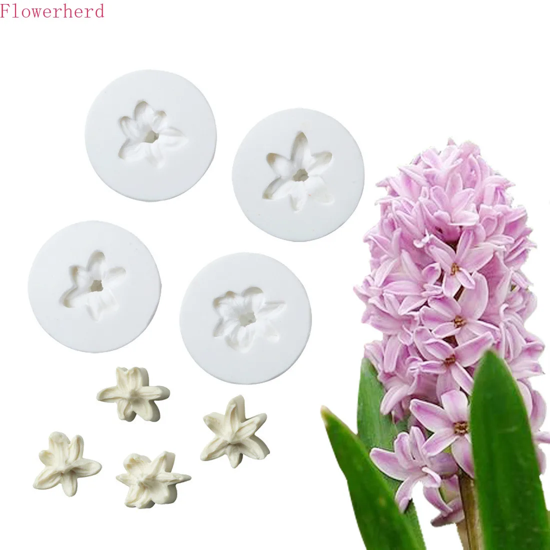 

Simulation Hyacinth Double-sided Cutting Die Set Full Set Sugar Flower Mold Fondant Cake Silicone Mold Baking Tool Cake Decor