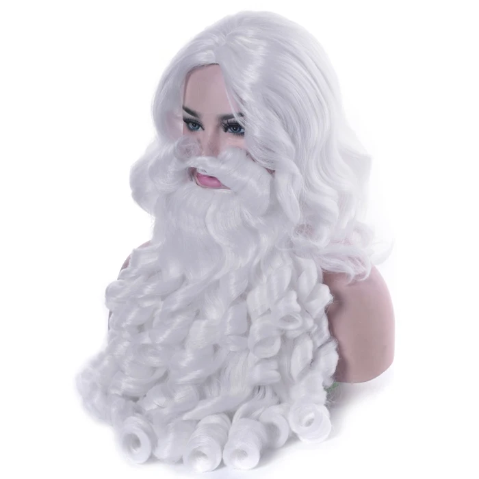 Santa Claus Wig Beard Long White Fancy Dress Costume Accessory for Christmas Party TN88