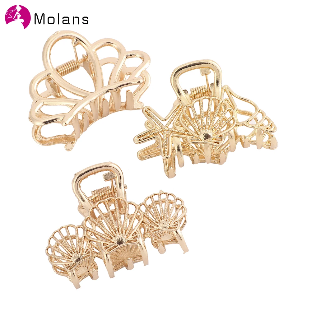 Модные золотые заколки для волос Molans Винтажные аксессуары женщин блестящая
