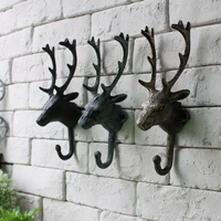 Cast Iron Deer Head Single Wall Hook / Hanger Animal Shaped Coat Hat Hook Heavy Duty, Rustic, Decorative Gift 1